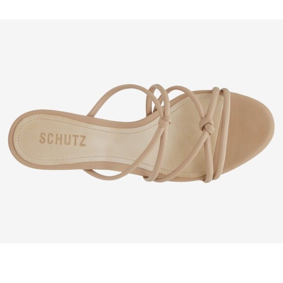 Schutz Princey Leather Sandals Shoes Block Heels Women’s 10 B True Beige Tan - Picture 5 of 11
